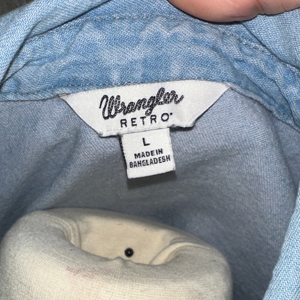 Western Embroidered Light Blue Denim Shirt - Picture 5 of 5